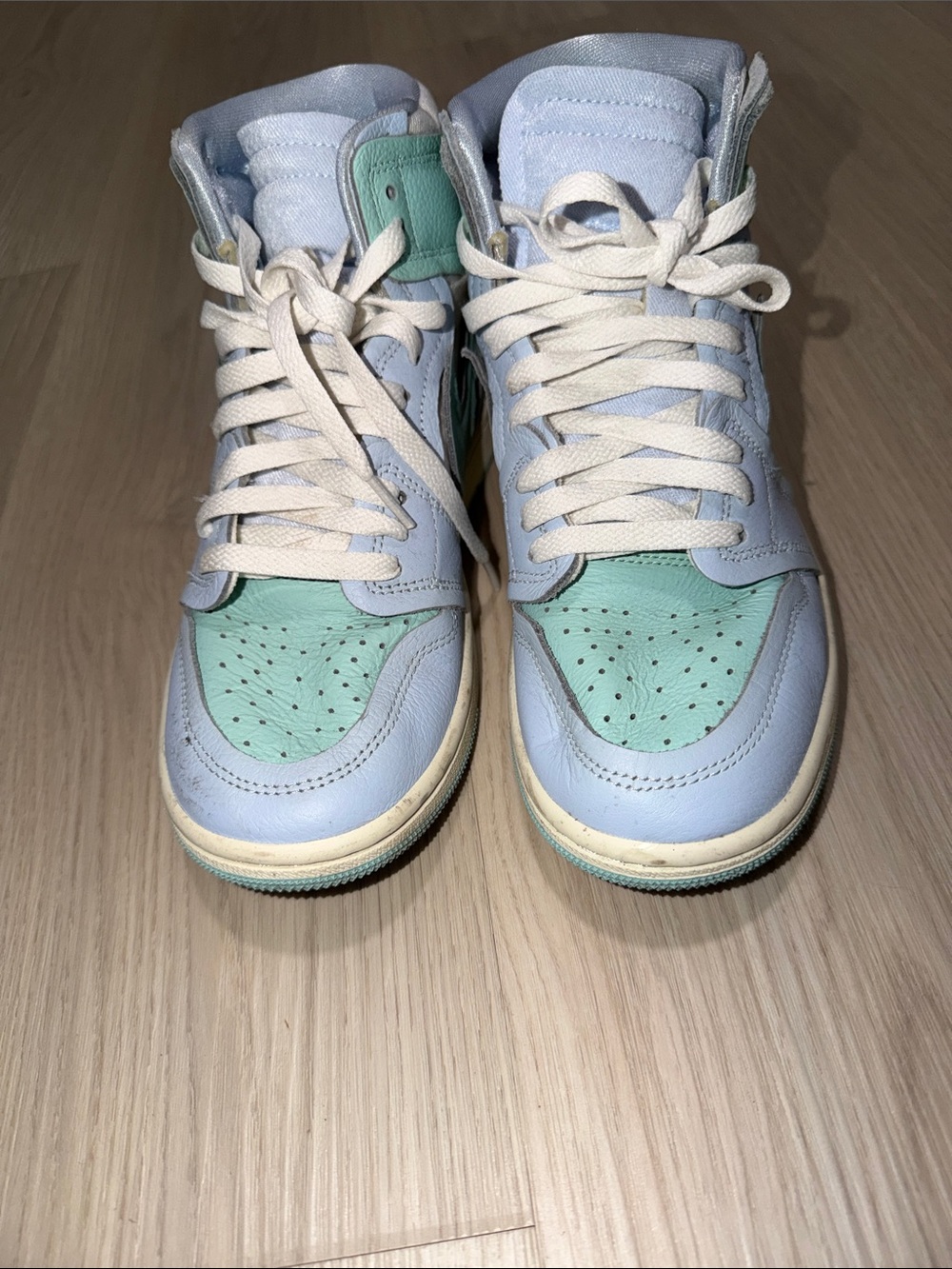 Kids Light Blue and Mint High-Top Sneakers
